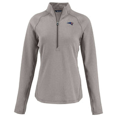 New England Patriots Cutter & Buck Women's Americana Peshastin Eco Fleece Recycled Tri-Blend Raglan Half-Zip Jacket Heather Gray