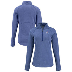 New England Patriots Cutter & Buck Women's Peshastin Eco Fleece Recycled Tri-Blend Raglan Half-Zip Jacket Heather Royal