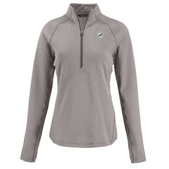 Miami Dolphins Cutter & Buck Women's Peshastin Eco Fleece Recycled Tri-Blend Raglan Half-Zip Jacket Heather Gray