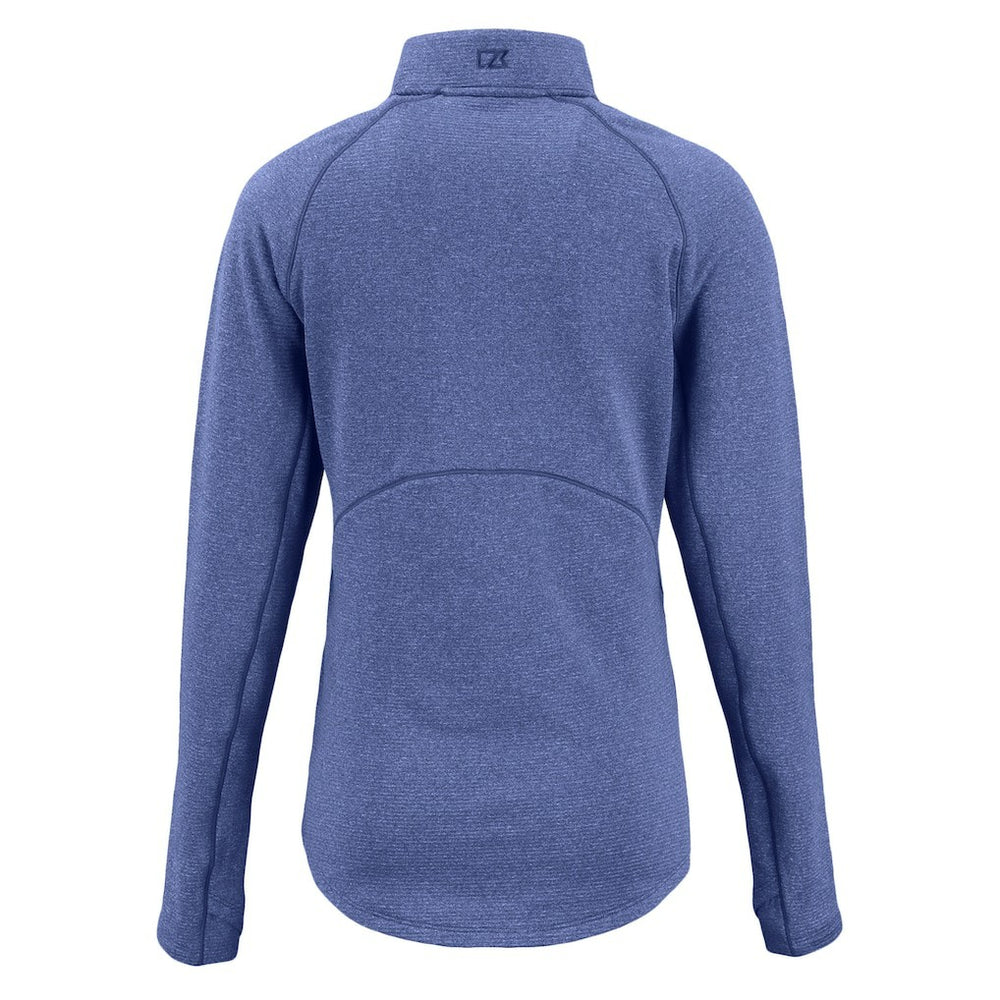 New York Giants Cutter & Buck Women's Peshastin Eco Fleece Recycled Tri-Blend Raglan Half-Zip Jacket Heather Royal