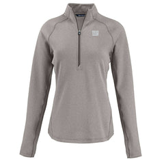 New York Giants Cutter & Buck Women's Peshastin Eco Fleece Recycled Tri-Blend Raglan Half-Zip Jacket Heather Gray