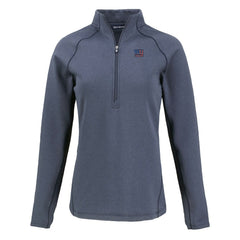 New York Giants Cutter & Buck Women's Americana Peshastin Eco Fleece Recycled Tri-Blend Raglan Half-Zip Jacket Heather Navy