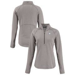 Pittsburgh Steelers Cutter & Buck Women's Peshastin Eco Fleece Recycled Tri-Blend Raglan Half-Zip Jacket Heather Gray
