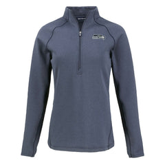 Seattle Seahawks Cutter & Buck Women's Peshastin Eco Fleece Recycled Tri-Blend Raglan Half-Zip Jacket Heather Navy