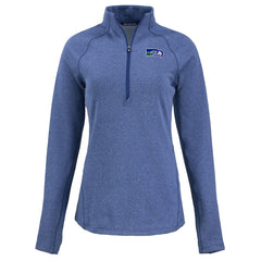 Seattle Seahawks Cutter & Buck Women's Peshastin Eco Fleece Recycled Tri-Blend Raglan Half-Zip Jacket Heather Royal