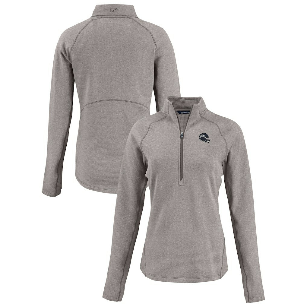 Seattle Seahawks Cutter & Buck Women's Peshastin Eco Fleece Recycled Tri-Blend Raglan Half-Zip Jacket Heather Gray