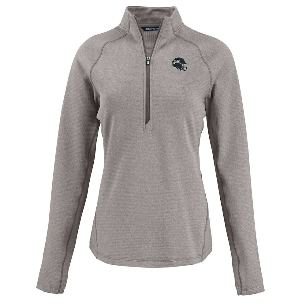 Seattle Seahawks Cutter & Buck Women's Peshastin Eco Fleece Recycled Tri-Blend Raglan Half-Zip Jacket Heather Gray