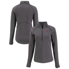 Tampa Bay Buccaneers Cutter & Buck Women's Peshastin Eco Fleece Recycled Tri-Blend Raglan Half-Zip Jacket Heather Black