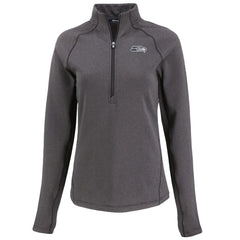 Seattle Seahawks Cutter & Buck Women's Peshastin Eco Fleece Recycled Tri-Blend Raglan Half-Zip Jacket Heather Black