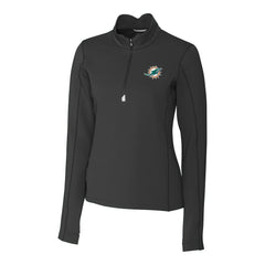 Miami Dolphins Cutter & Buck Women's Traverse Stretch Quarter-Zip Pullover Top Black
