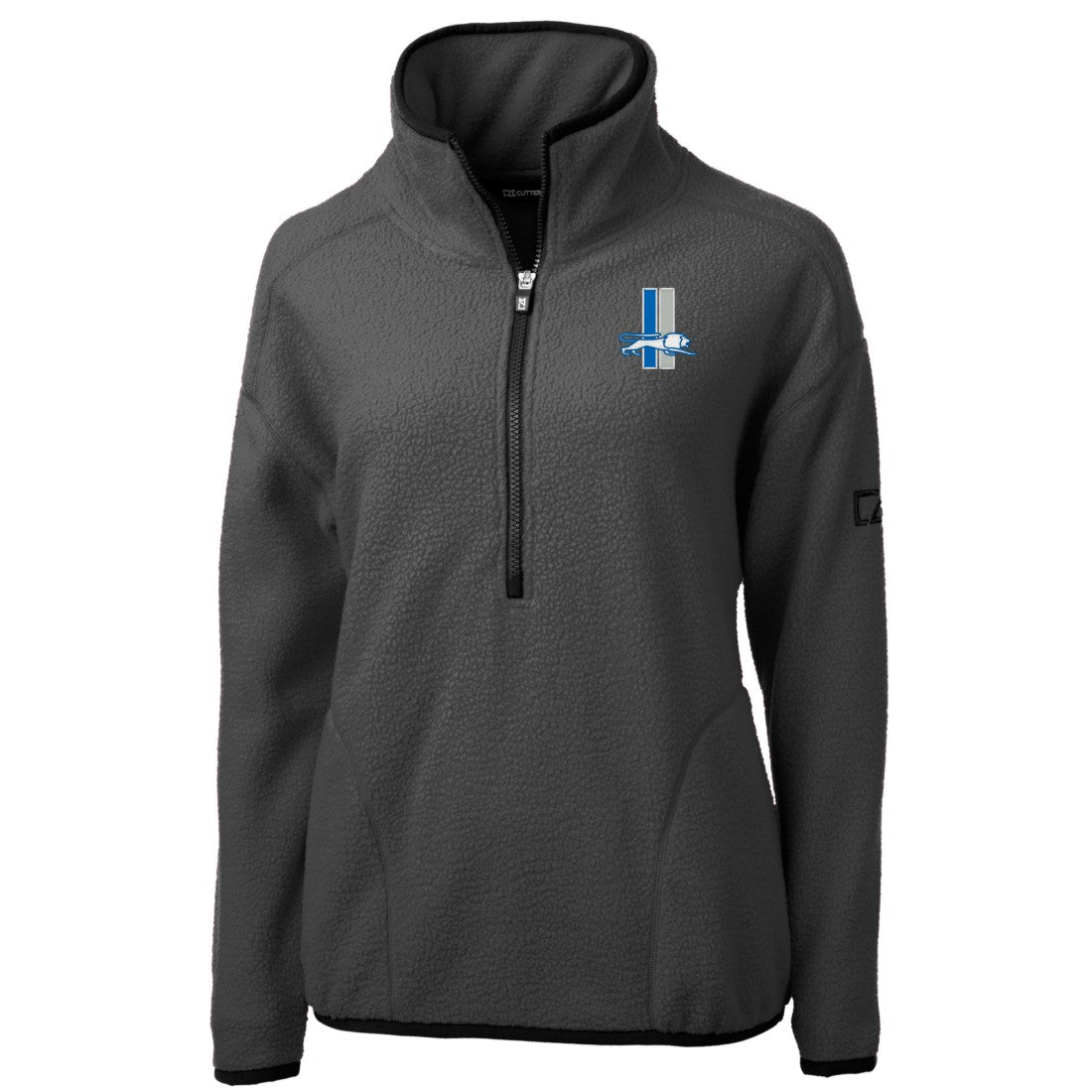 Detroit Lions Cutter & Buck Women's Historic Cascade Eco Sherpa Fleece Half-Zip Jacket Charcoal