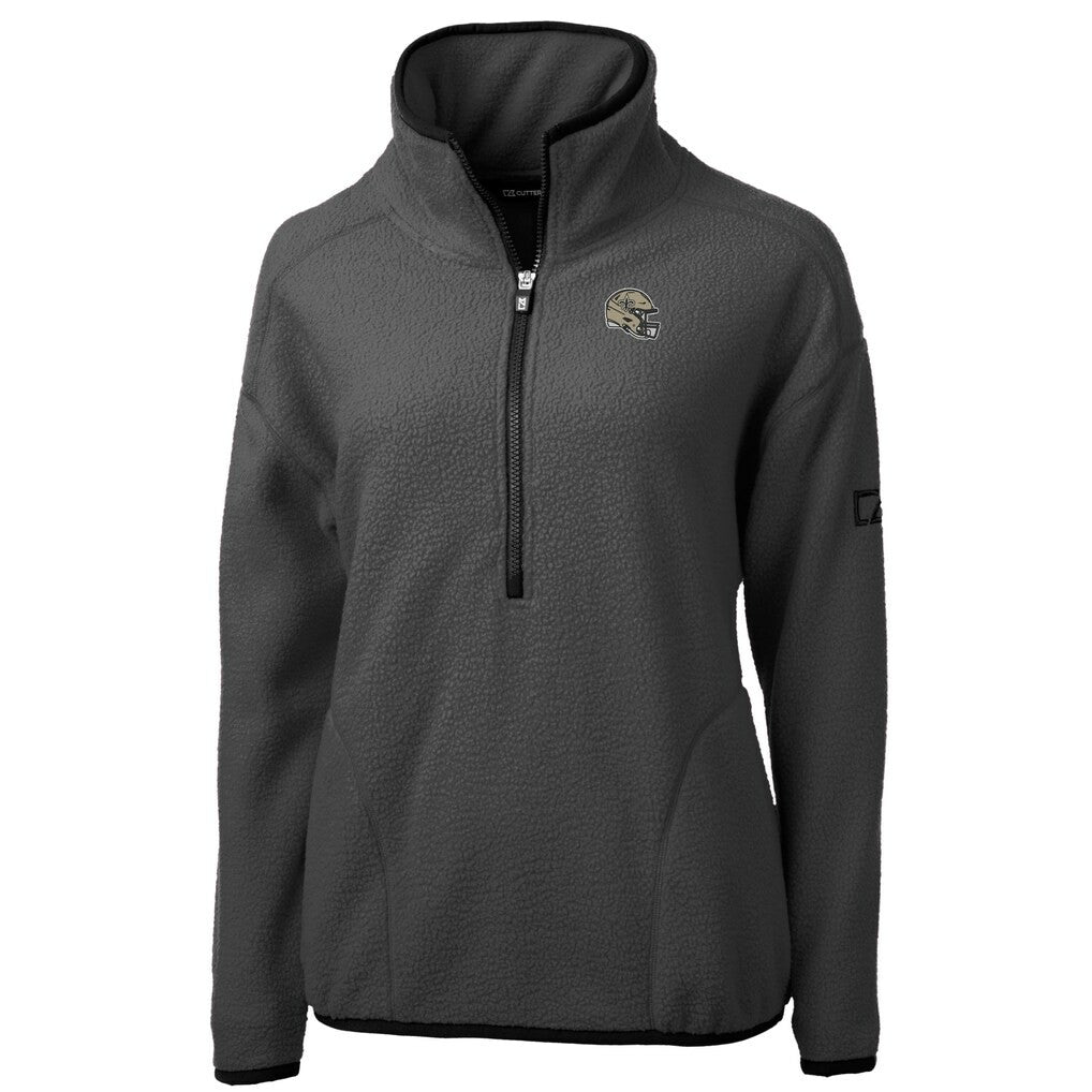 New Orleans Saints Cutter & Buck Women's Helmet Cascade Eco Sherpa Fleece Half-Zip Jacket Charcoal