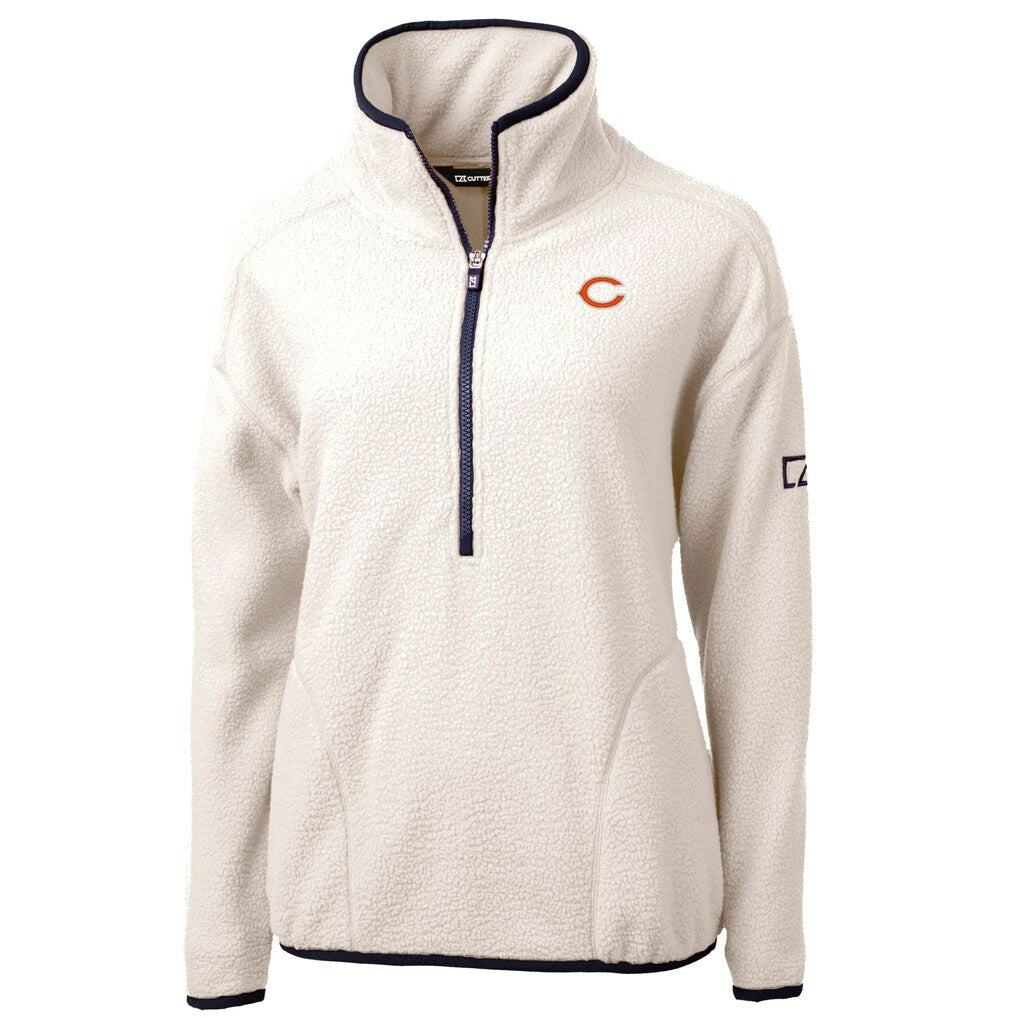 Chicago Bears Cutter & Buck Women's Cascade Eco Sherpa Fleece Half-Zip Jacket Oatmeal