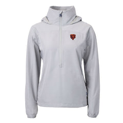 Chicago Bears Cutter & Buck Women's Charter Eco Recycled Half-Zip Hooded Anorak Jacket Gray