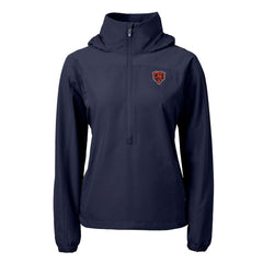 Chicago Bears Cutter & Buck Women's Charter Eco Recycled Half-Zip Hooded Anorak Jacket Navy