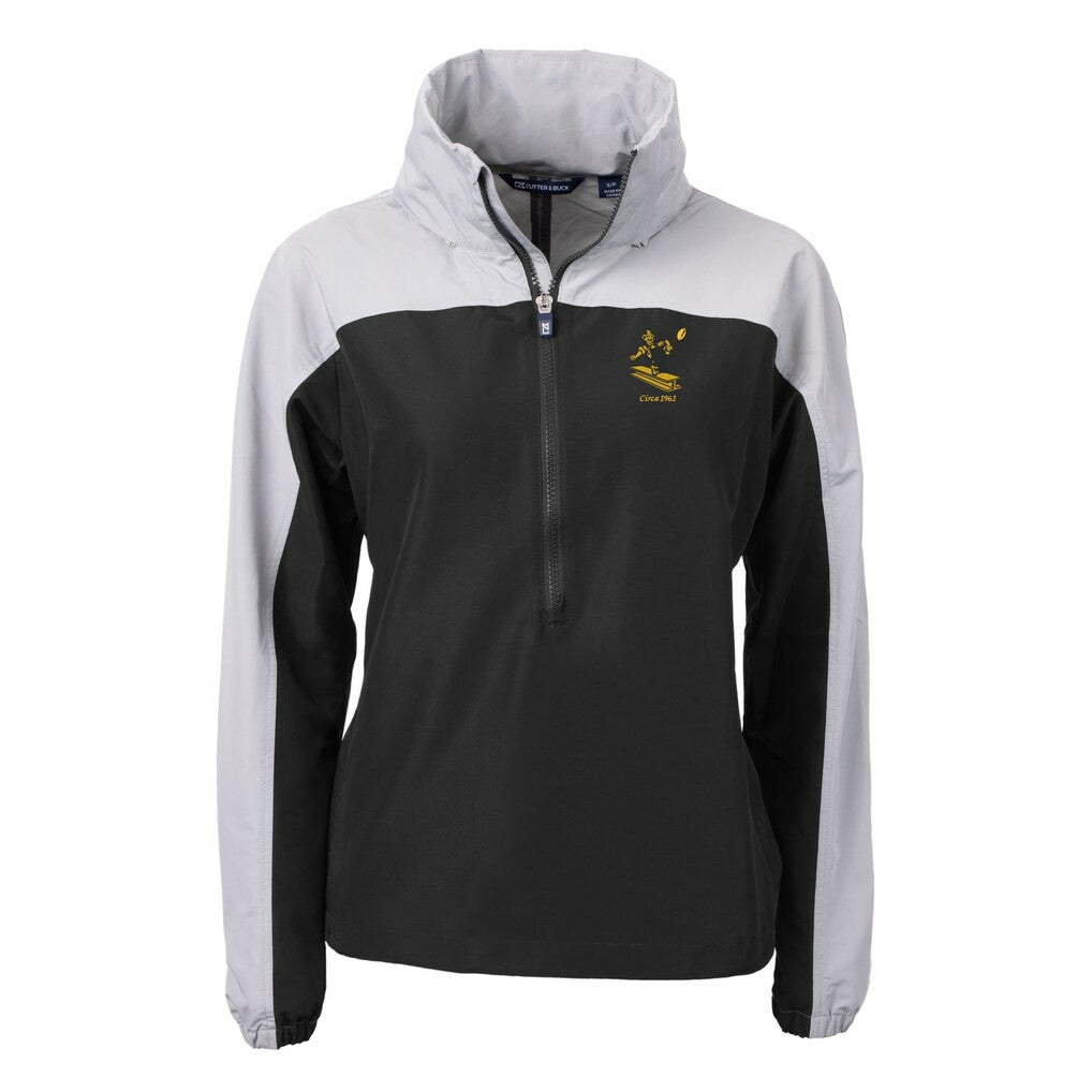 Pittsburgh Steelers Cutter & Buck Women's Charter Eco Recycled Half-Zip Hooded Anorak Jacket Black