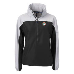 Miami Dolphins Cutter & Buck Women's Charter Eco Recycled Half-Zip Hooded Anorak Jacket Black