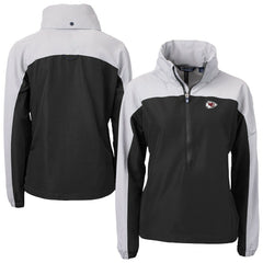 Kansas City Chiefs Cutter & Buck Women's Charter Eco Recycled Half-Zip Hooded Anorak Jacket Black
