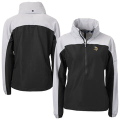 Minnesota Vikings Cutter & Buck Women's Charter Eco Recycled Half-Zip Hooded Anorak Jacket Black