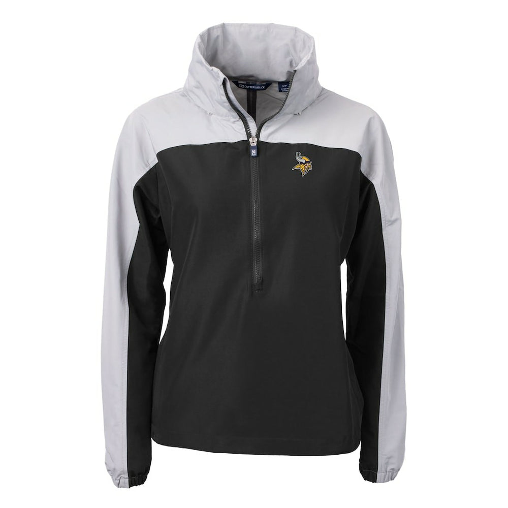 Minnesota Vikings Cutter & Buck Women's Charter Eco Recycled Half-Zip Hooded Anorak Jacket Black