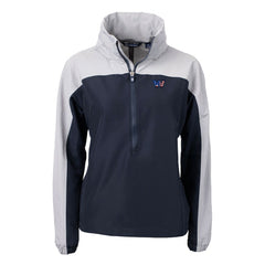 Washington Commanders Cutter & Buck Women's Charter Eco Recycled Half-Zip Hooded Anorak Jacket Navy
