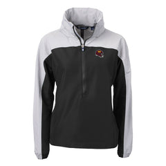 Washington Commanders Cutter & Buck Women's Charter Eco Recycled Half-Zip Hooded Anorak Jacket Black