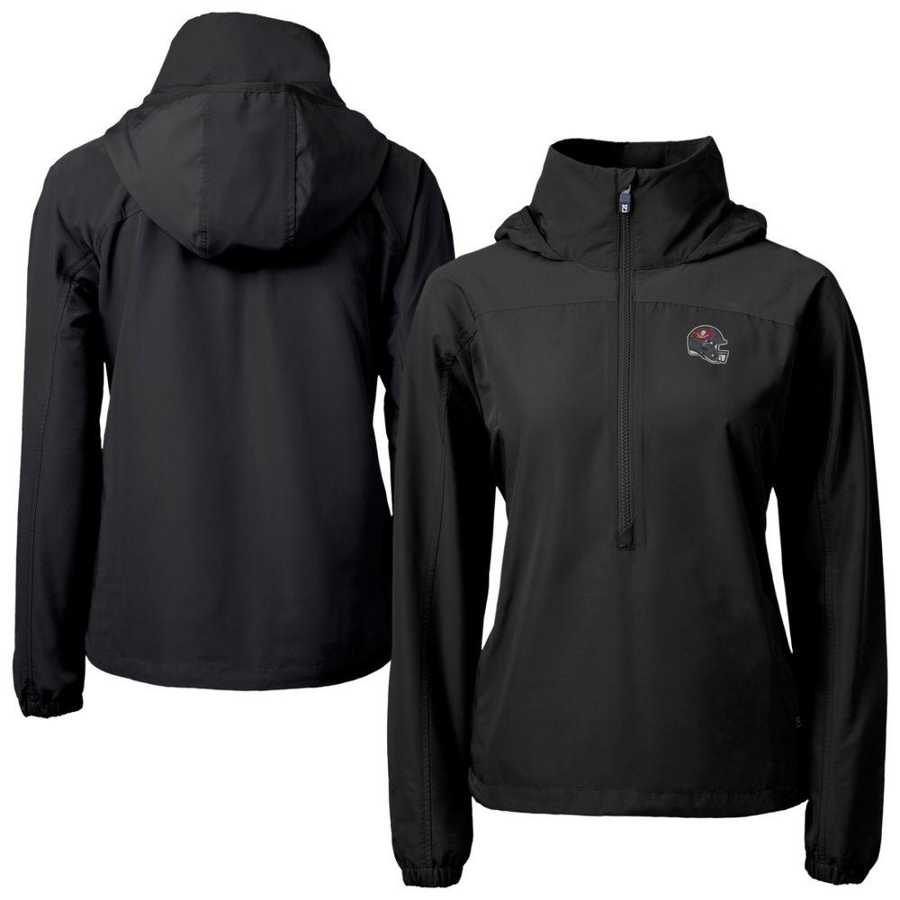 Tampa Bay Buccaneers Cutter & Buck Women's Charter Eco Recycled Half-Zip Hooded Anorak Jacket Black