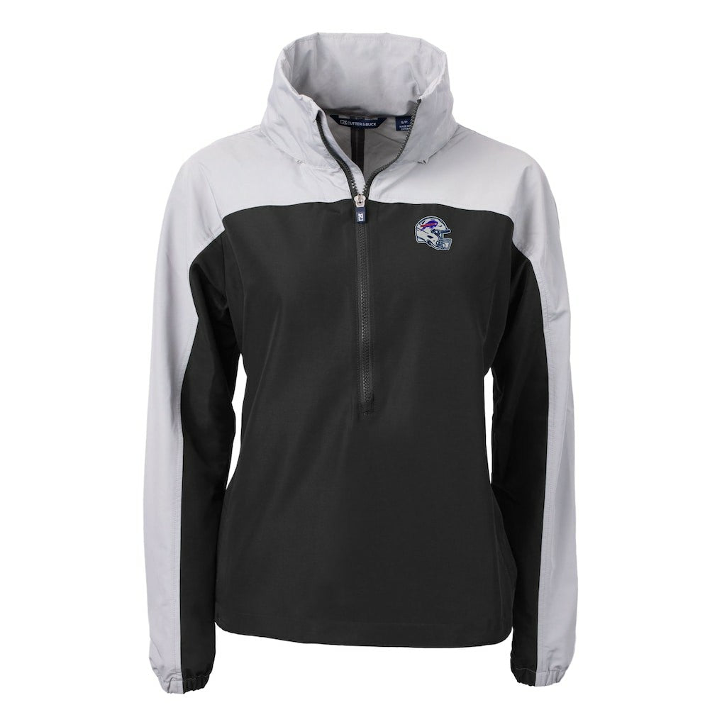 Buffalo Bills Cutter & Buck Women's Charter Eco Recycled Half-Zip Hooded Anorak Jacket Black