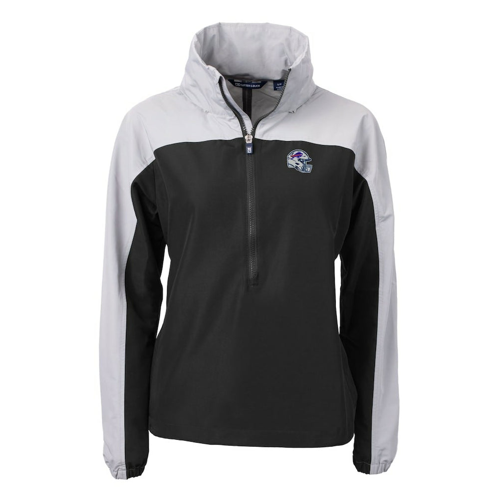Buffalo Bills Cutter & Buck Women's Charter Eco Recycled Half-Zip Hooded Anorak Jacket Black