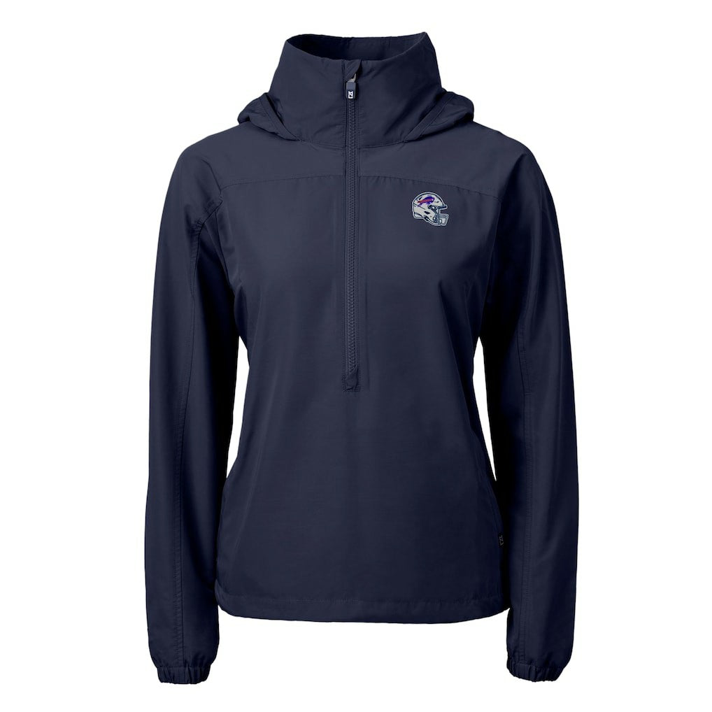 Buffalo Bills Cutter & Buck Women's Charter Eco Recycled Half-Zip Hooded Anorak Jacket Navy