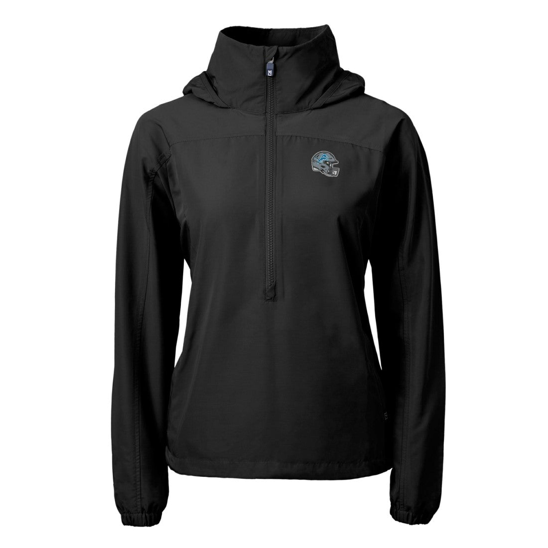Detroit Lions Cutter & Buck Women's Charter Eco Recycled Half-Zip Hooded Anorak Jacket Black