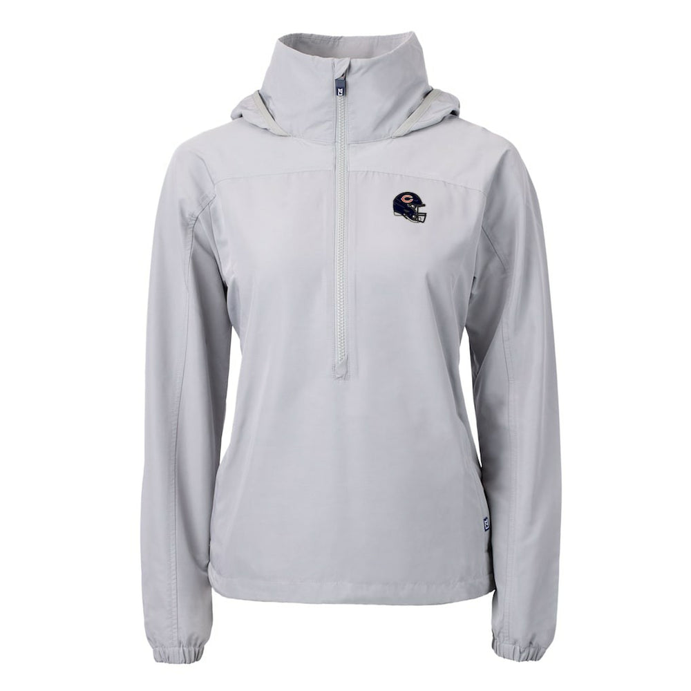Chicago Bears Cutter & Buck Women's Charter Eco Recycled Half-Zip Hooded Anorak Jacket Gray