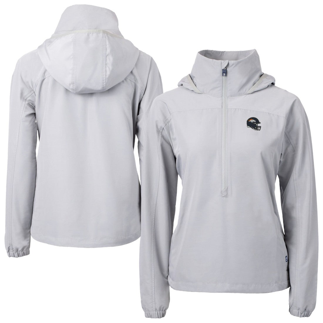 Denver Broncos Cutter & Buck Women's Charter Eco Recycled Half-Zip Hooded Anorak Jacket Gray