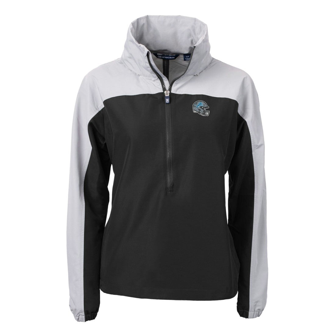 Detroit Lions Cutter & Buck Women's Charter Eco Recycled Half-Zip Hooded Anorak Jacket Black
