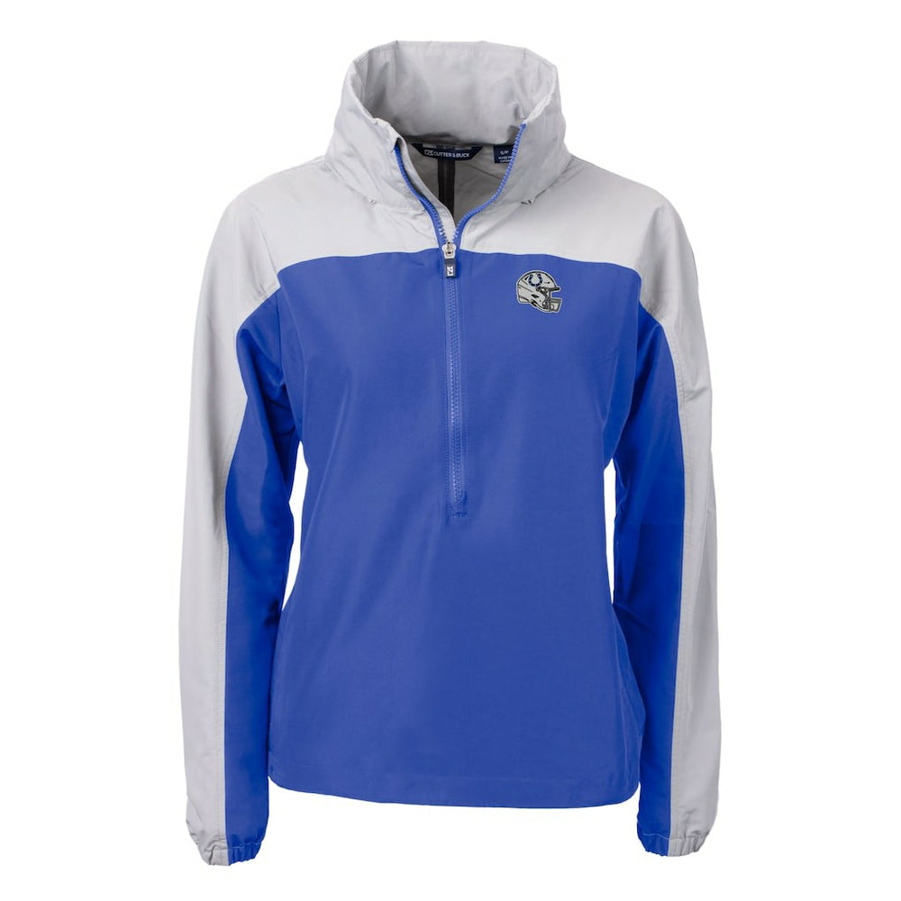 Indianapolis Colts Cutter & Buck Women's Charter Eco Recycled Half-Zip Hooded Anorak Jacket Blue