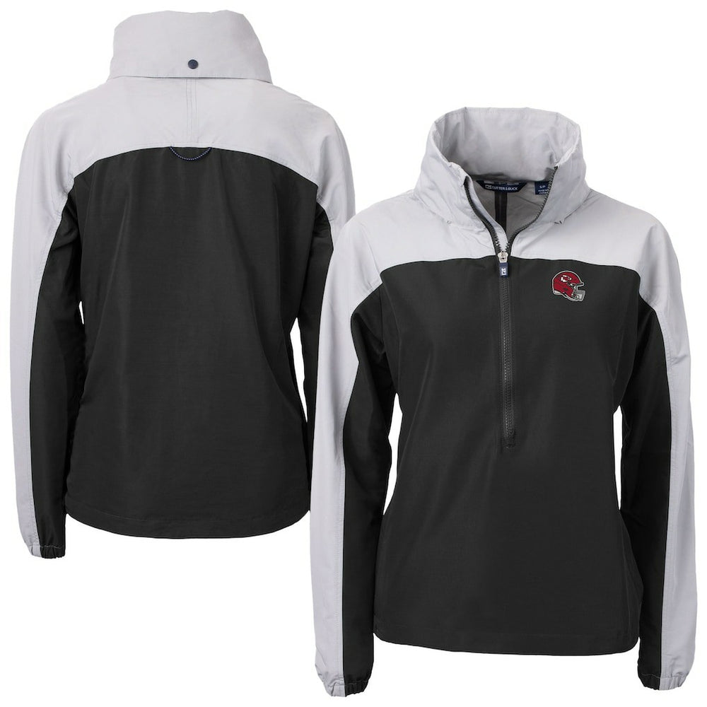 Kansas City Chiefs Cutter & Buck Women's Charter Eco Recycled Half-Zip Hooded Anorak Jacket Black