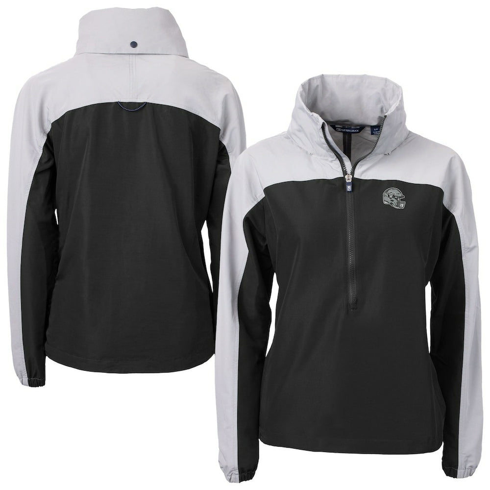 Las Vegas Raiders Cutter & Buck Women's Charter Eco Recycled Half-Zip Hooded Anorak Jacket Black