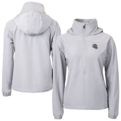 New England Patriots Cutter & Buck Women's Charter Eco Recycled Half-Zip Hooded Anorak Jacket Gray