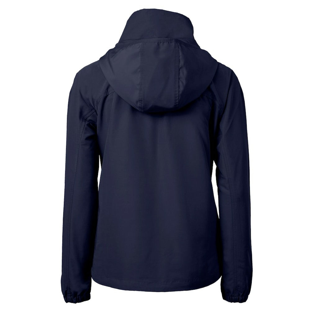 New England Patriots Cutter & Buck Women's Charter Eco Recycled Half-Zip Hooded Anorak Jacket Navy