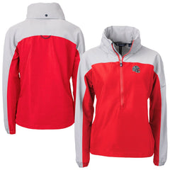New England Patriots Cutter & Buck Women's Charter Eco Recycled Half-Zip Hooded Anorak Jacket Red