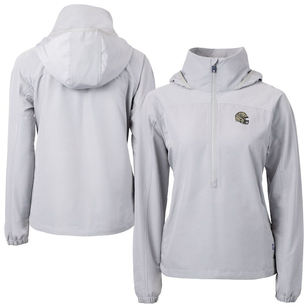 New Orleans Saints Cutter & Buck Women's Charter Eco Recycled Half-Zip Hooded Anorak Jacket Gray