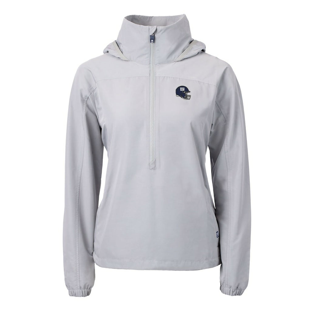 New York Giants Cutter & Buck Women's Charter Eco Recycled Half-Zip Hooded Anorak Jacket Gray