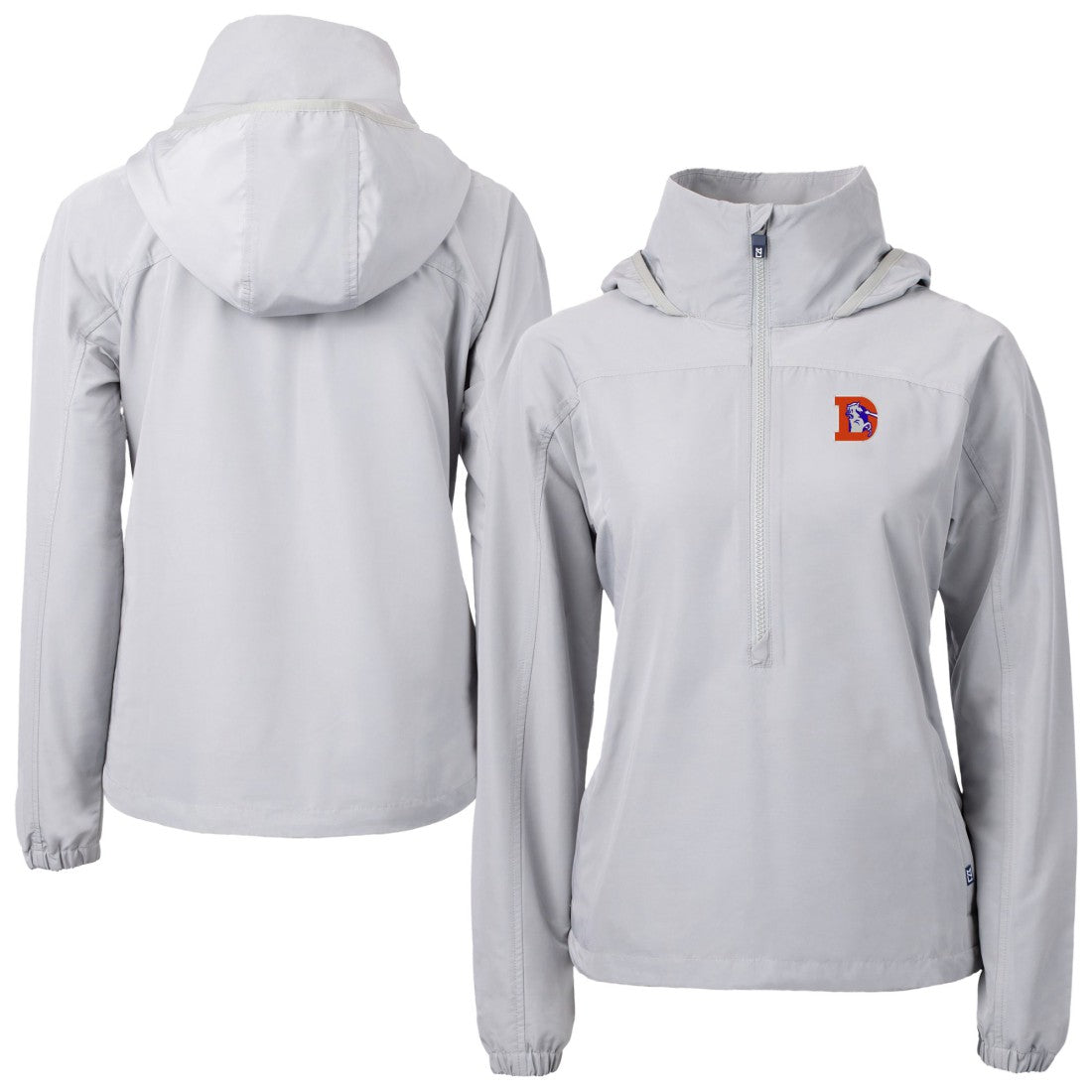 Denver Broncos Cutter & Buck Women's Charter Eco Recycled Half-Zip Hooded Anorak Jacket Gray