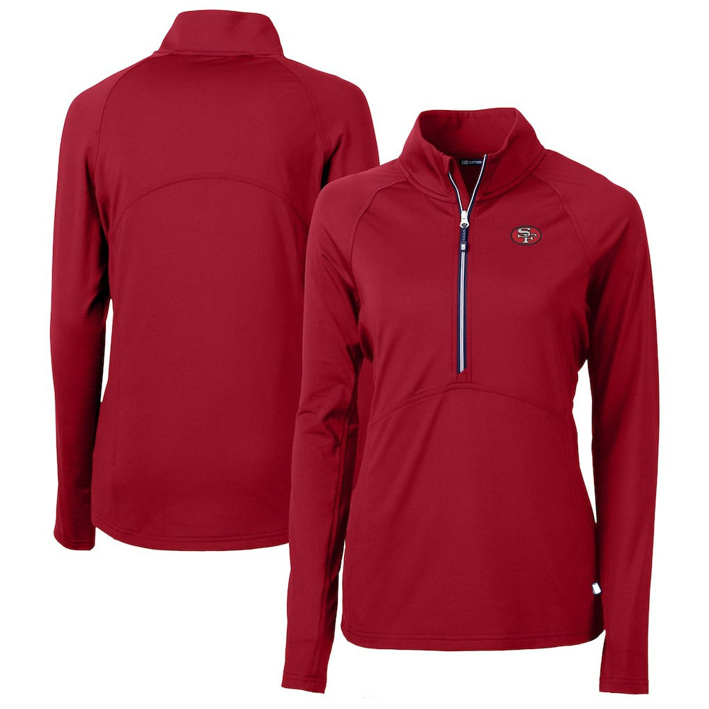 San Francisco 49ers Cutter & Buck Women's Adapt Eco Knit Stretch Recycled Raglan Half-Zip Top Red