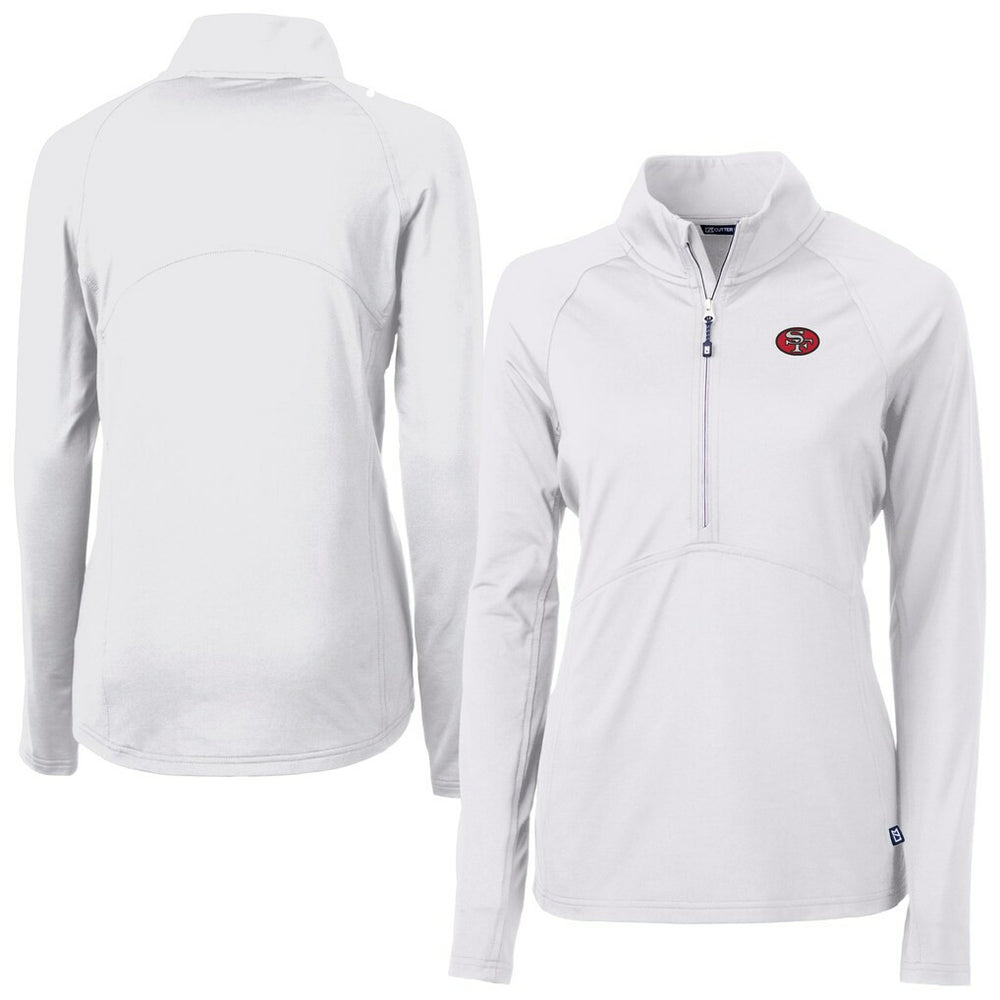 San Francisco 49ers Cutter & Buck Women's Adapt Eco Knit Stretch Recycled Raglan Half-Zip Top White