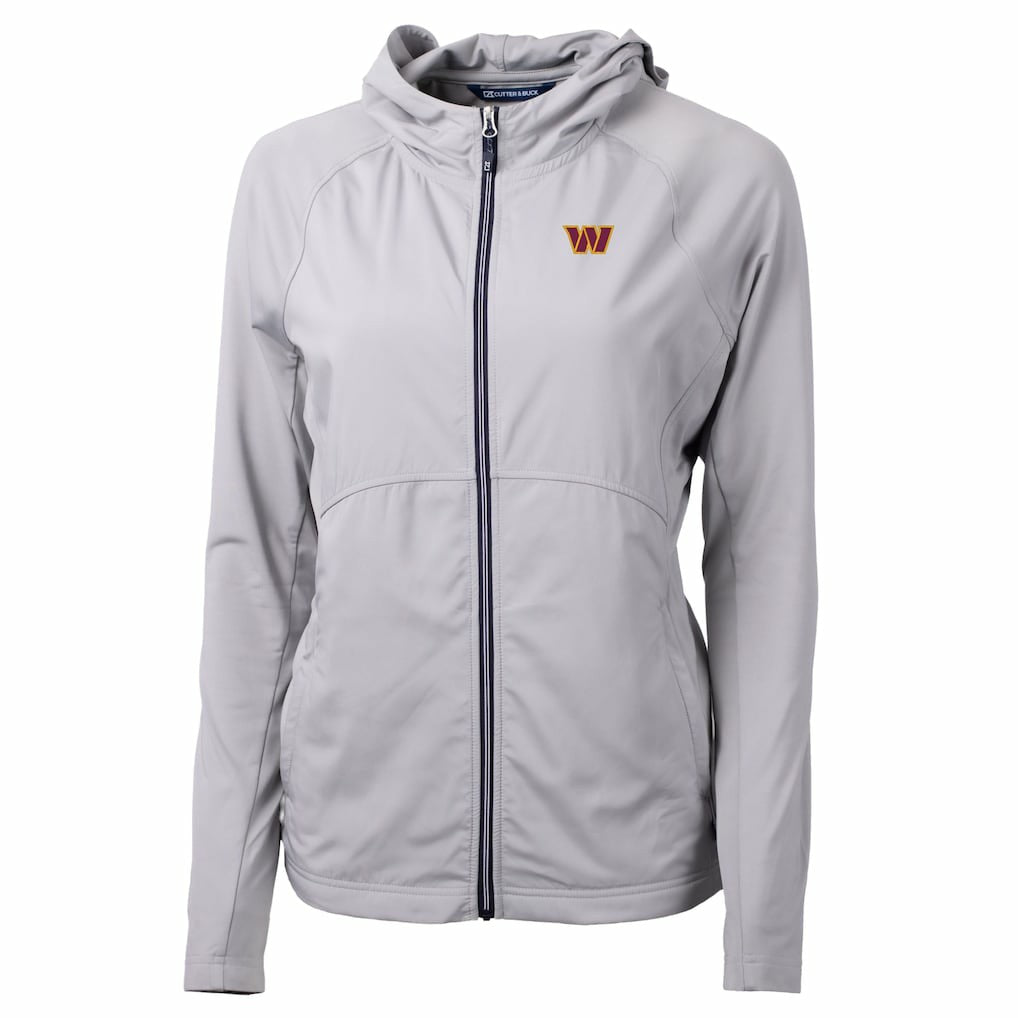 Washington Commanders Cutter & Buck Women's Primary Adapt Eco Knit Hybrid Recycled Full-Zip Jacket Gray