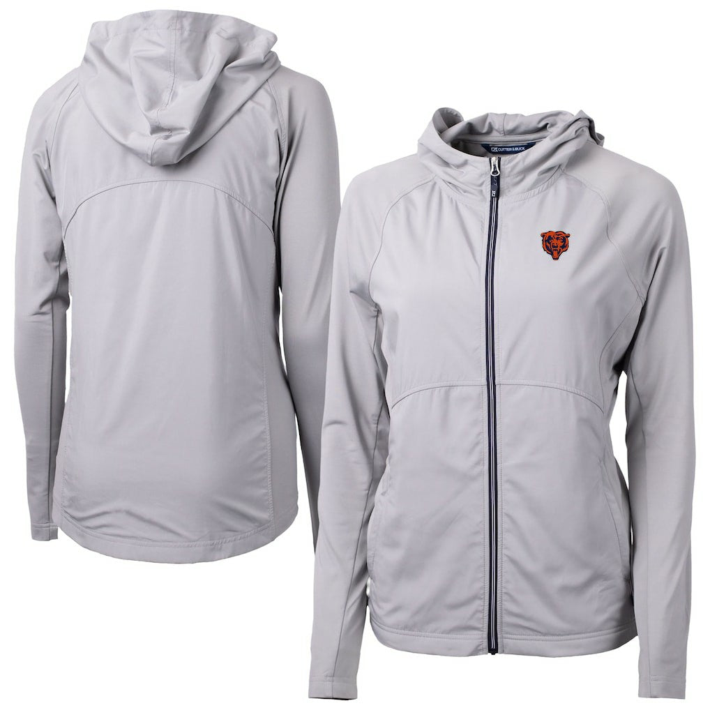 Chicago Bears Cutter & Buck Women's Adapt Eco Knit Hybrid Recycled Full-Zip Jacket Gray