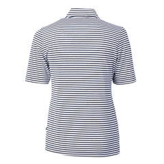 Denver Broncos Cutter & Buck Women's Virtue Eco Pique Stripe Recycled Quarter-Zip Top Navy