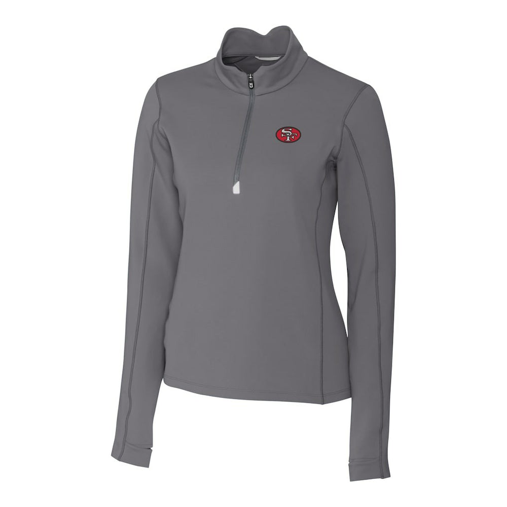 San Francisco 49ers Cutter & Buck Women's Traverse Stretch Quarter-Zip Pullover Top Gray