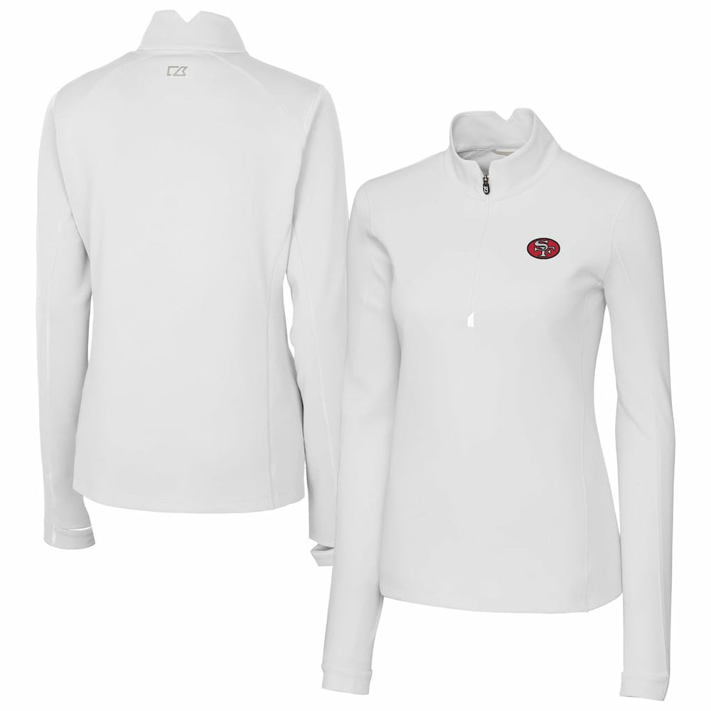 San Francisco 49ers Cutter & Buck Women's Traverse Stretch Quarter-Zip Pullover Top White